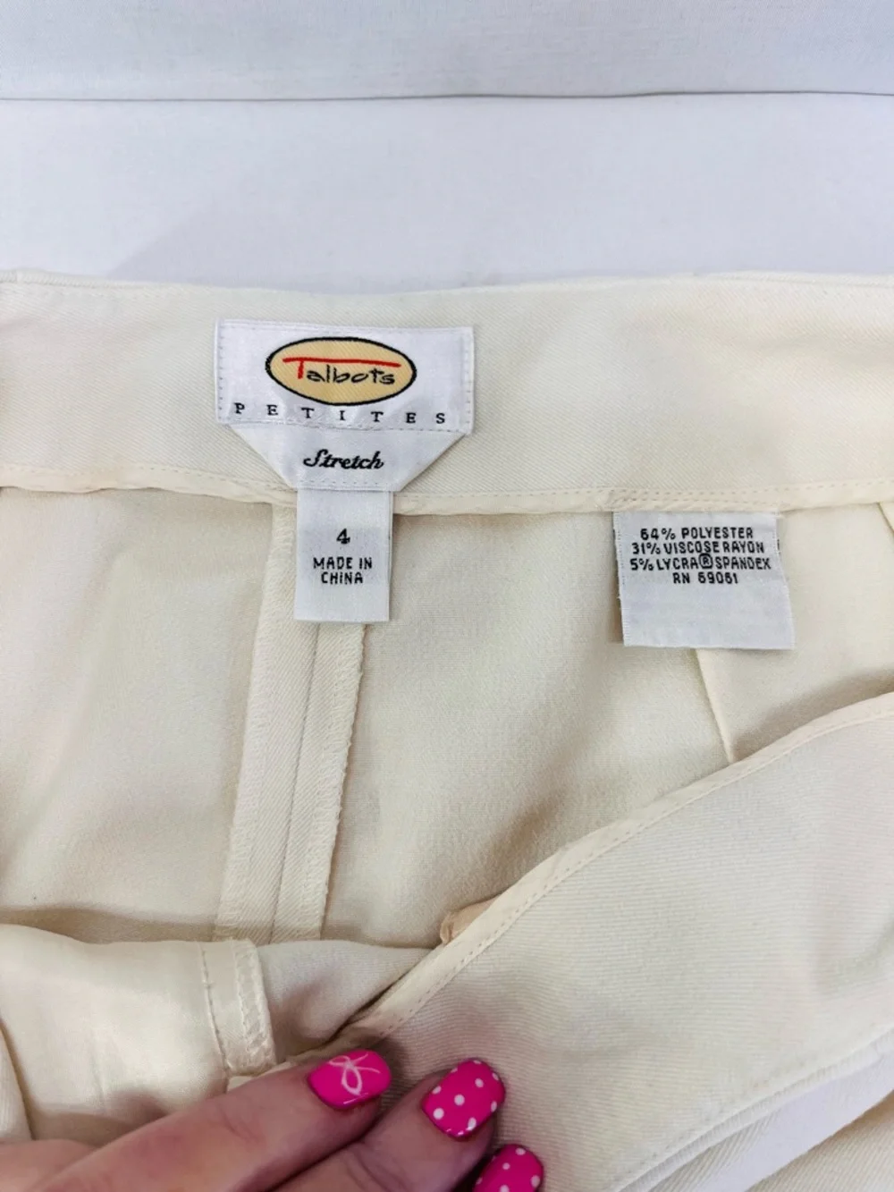 Talbots Cream Straight-Leg Women's Pants - Picture 6 of 6